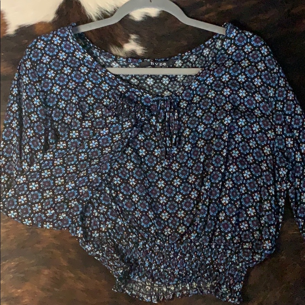 Blue patterned Long sleeve blouse!
